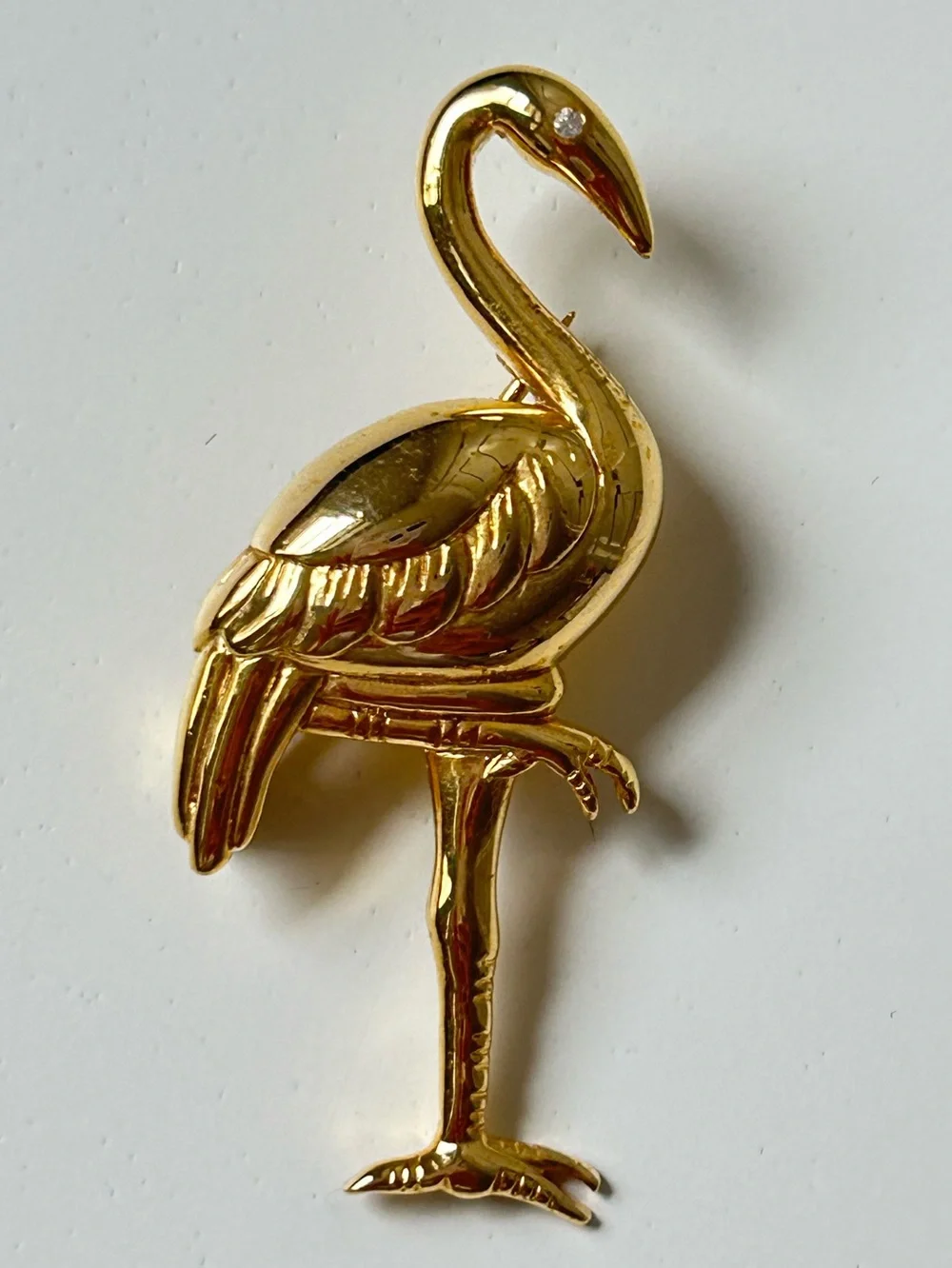 Vintage Flamingo and Sailboat Brooch 2pc Set